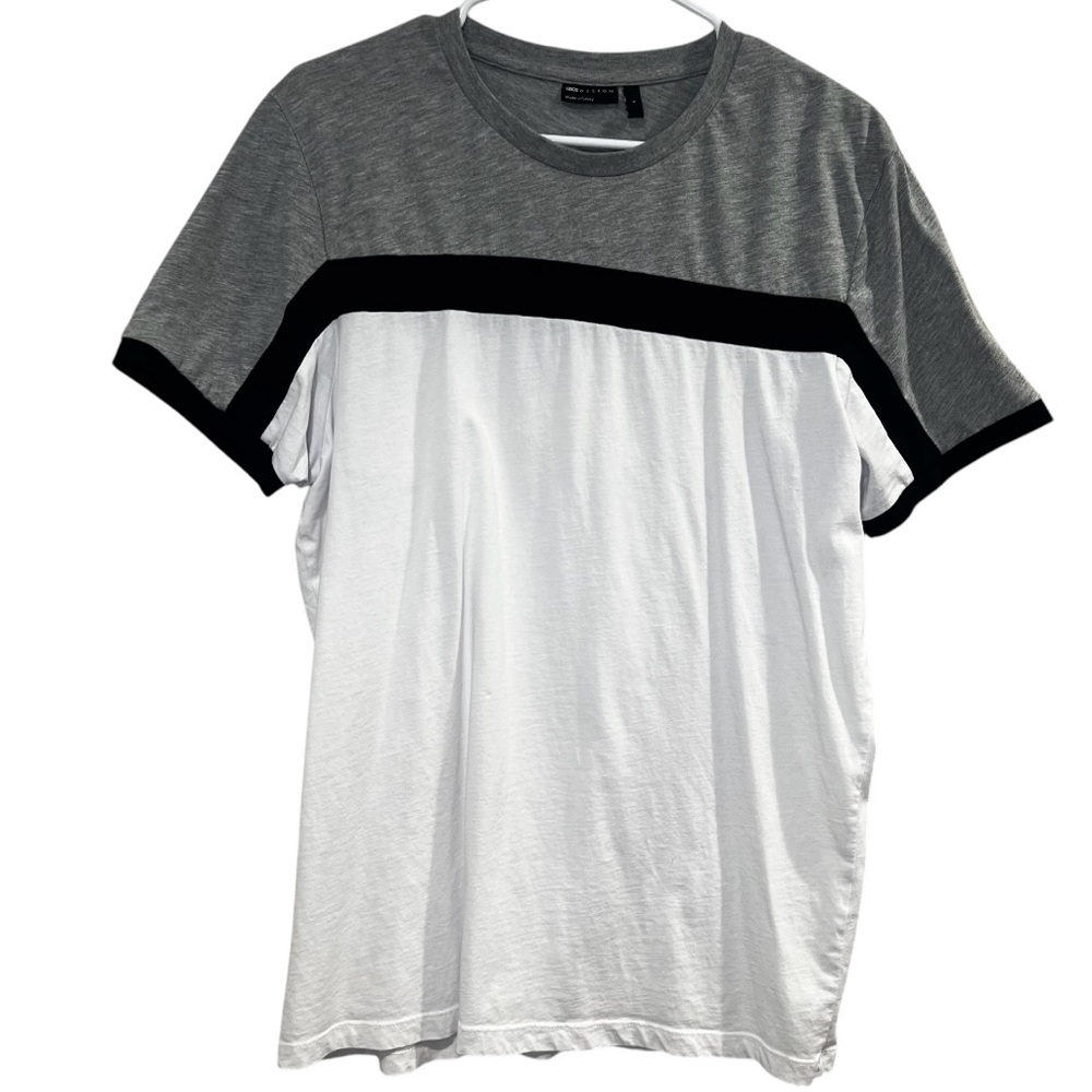 Men's Gray and White Colorblock Shirt